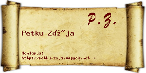 Petku Zója névjegykártya